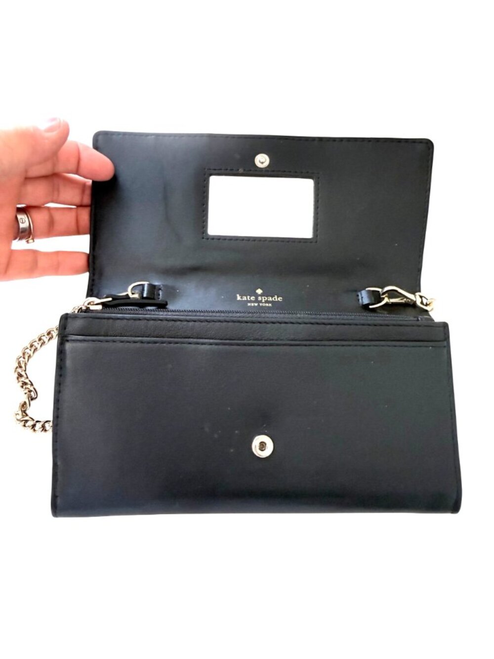 Kate Spade Women's Clutch Bag Purse Milou Briar Lane Quilted Black Leather Small - Picture 6 of 8